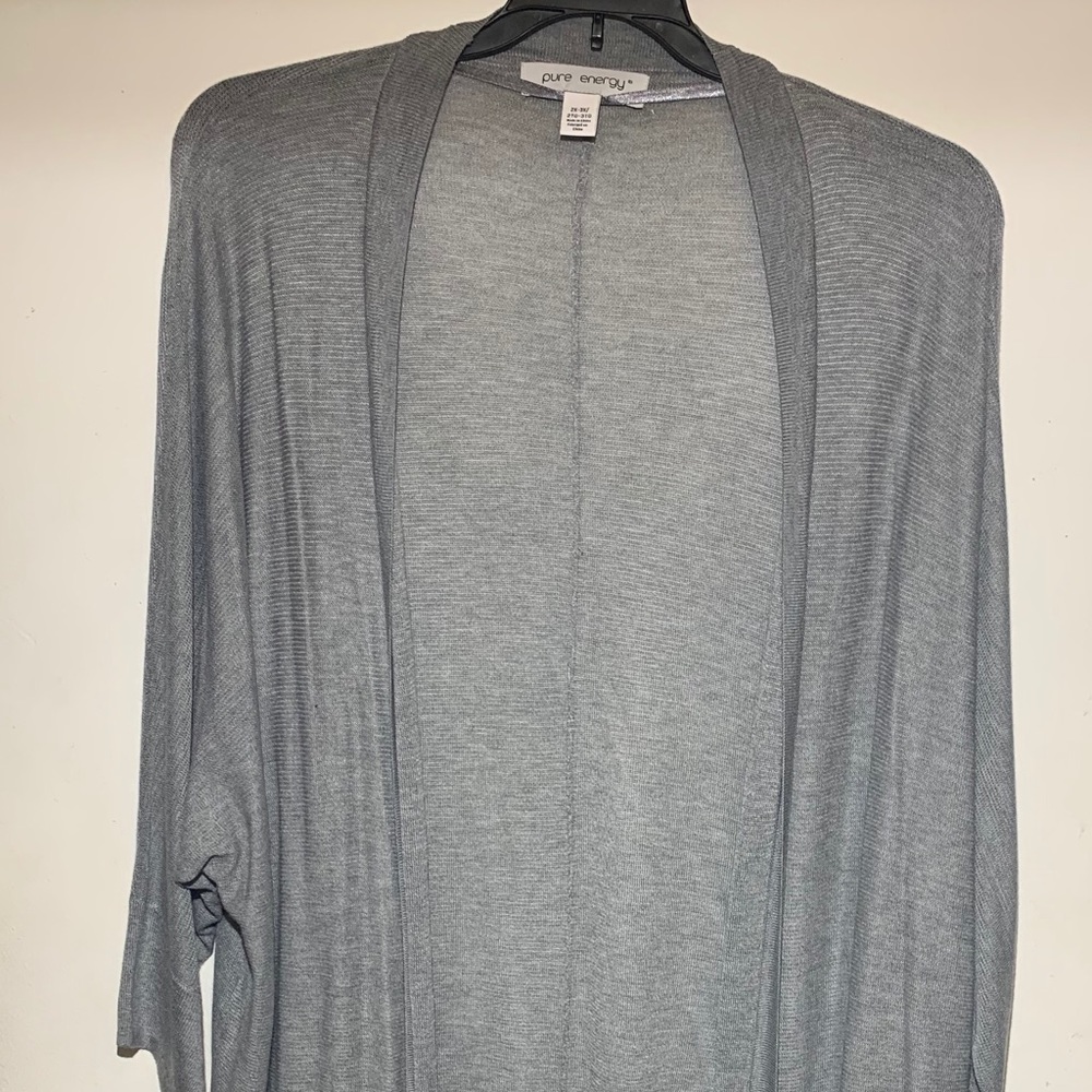 PURE ENERGY PLUS SIZE Long gray cardigan. NWT